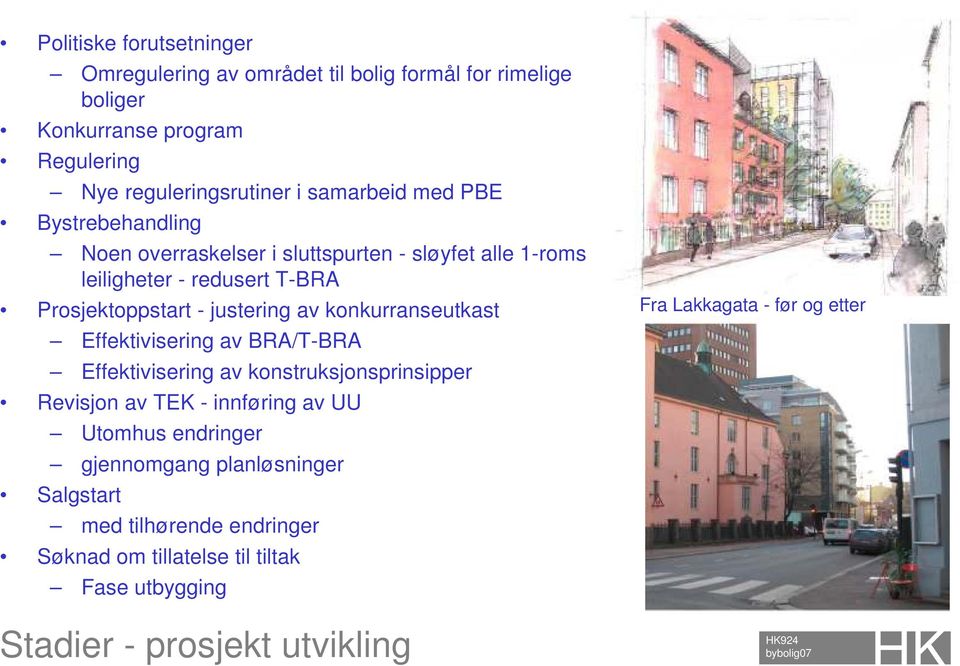 av konkurranseutkast Effektivisering av BRA/T-BRA Effektivisering av konstruksjonsprinsipper Revisjon av TEK - innføring av UU Utomhus endringer