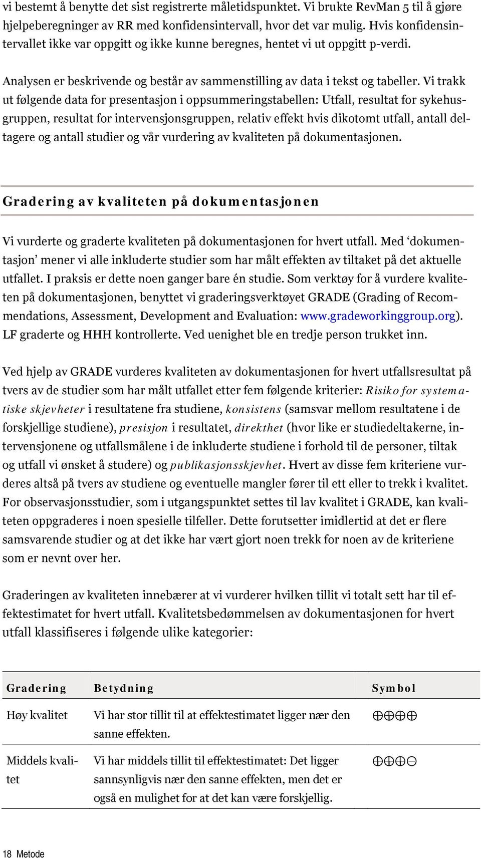 Vi trakk ut følgende data for presentasjon i oppsummeringstabellen: Utfall, resultat for sykehusgruppen, resultat for intervensjonsgruppen, relativ effekt hvis dikotomt utfall, antall deltagere og