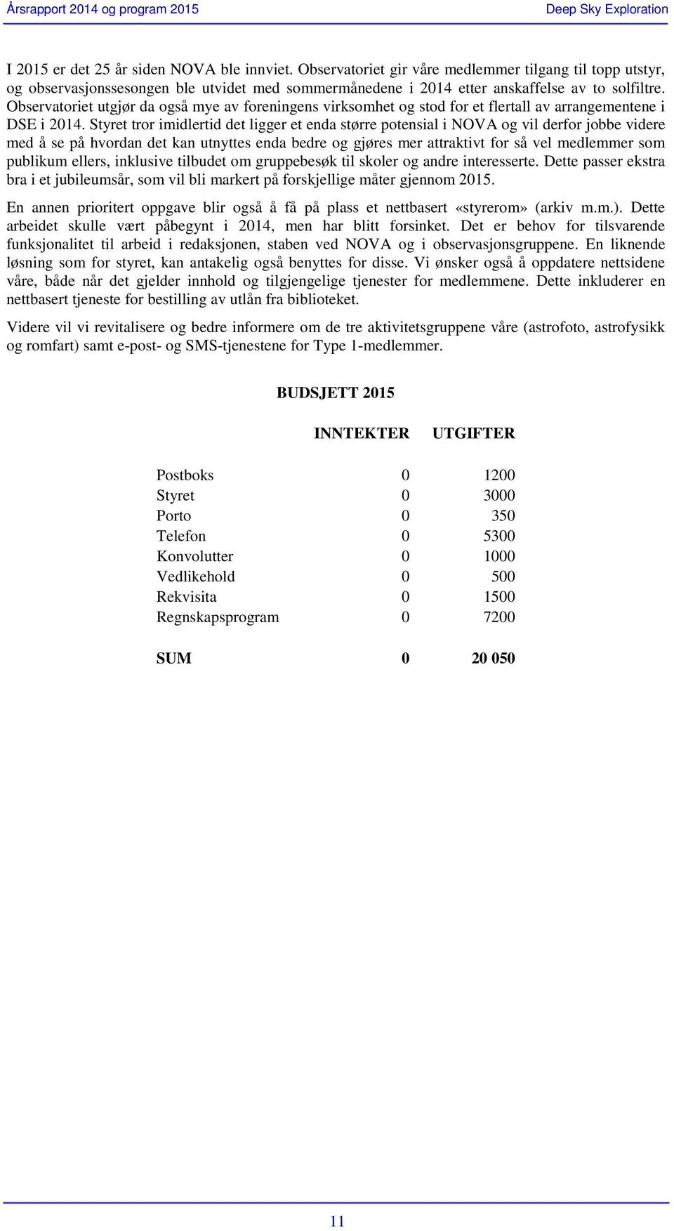 Styret tror imidlertid det ligger et enda større potensial i NOVA og vil derfor jobbe videre med å se på hvordan det kan utnyttes enda bedre og gjøres mer attraktivt for så vel medlemmer som publikum