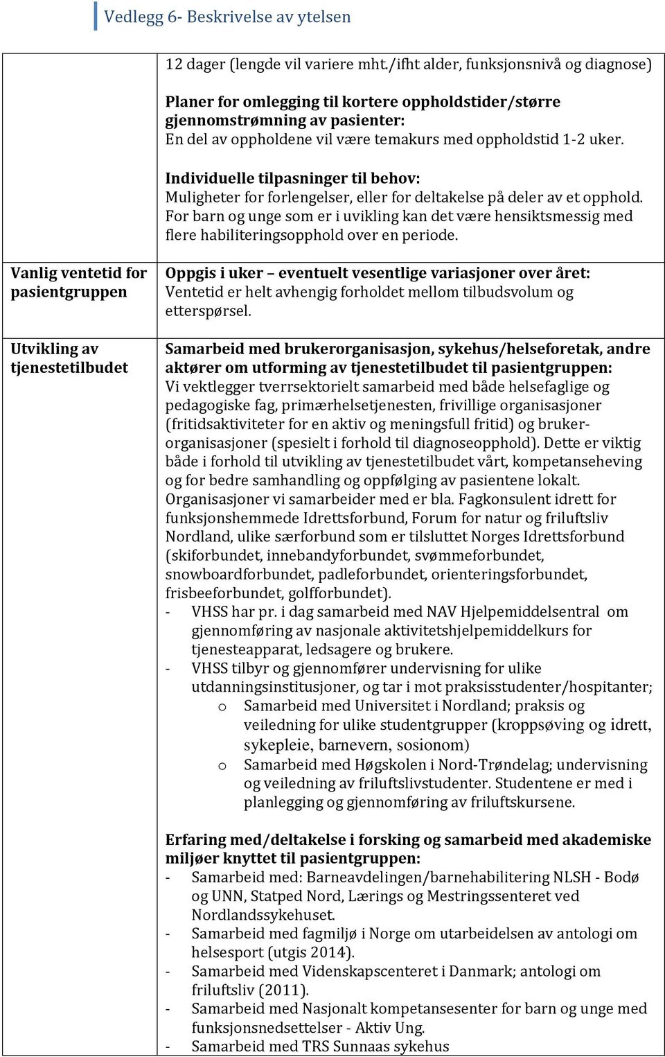 Individuelle tilpasninger til behov: Muligheter for forlengelser, eller for deltakelse på deler av et opphold.