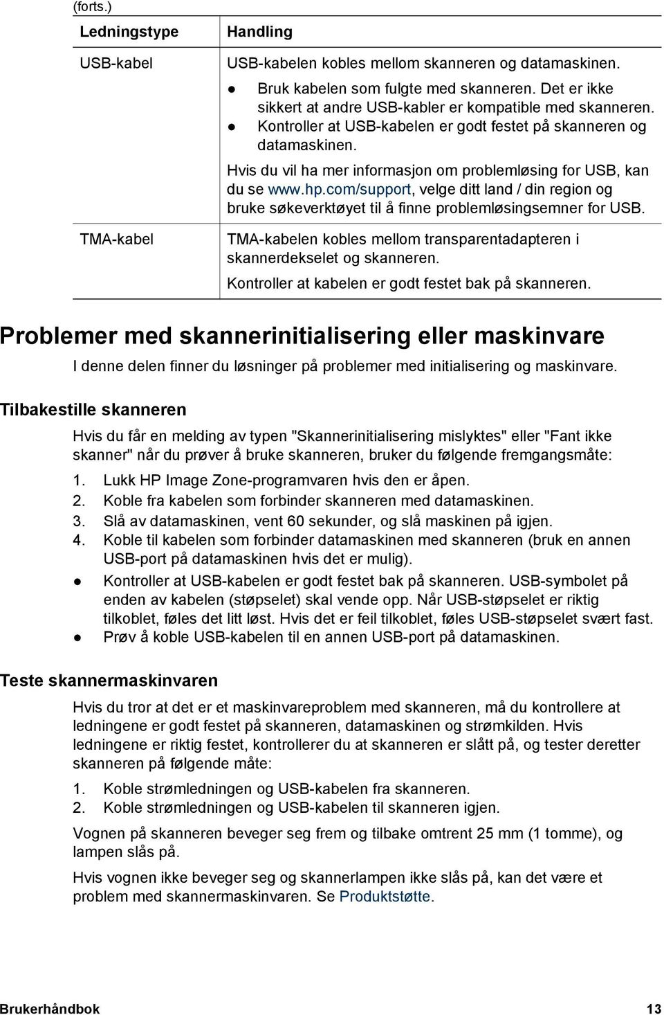 Hvis du vil ha mer informasjon om problemløsing for USB, kan du se www.hp.com/support, velge ditt land / din region og bruke søkeverktøyet til å finne problemløsingsemner for USB.