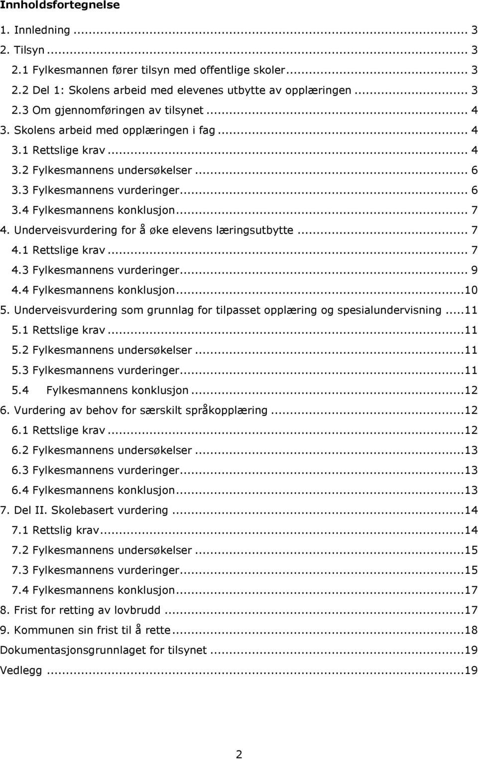 Underveisvurdering for å øke elevens læringsutbytte... 7 4.1 Rettslige krav... 7 4.3 Fylkesmannens vurderinger... 9 4.4 Fylkesmannens konklusjon...10 5.