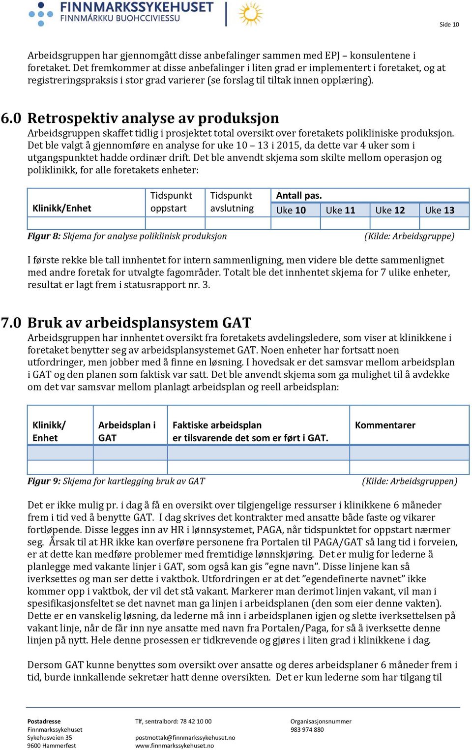 0 Retrospektiv analyse av produksjon Arbeidsgruppen skaffet tidlig i prosjektet total oversikt over foretakets polikliniske produksjon.