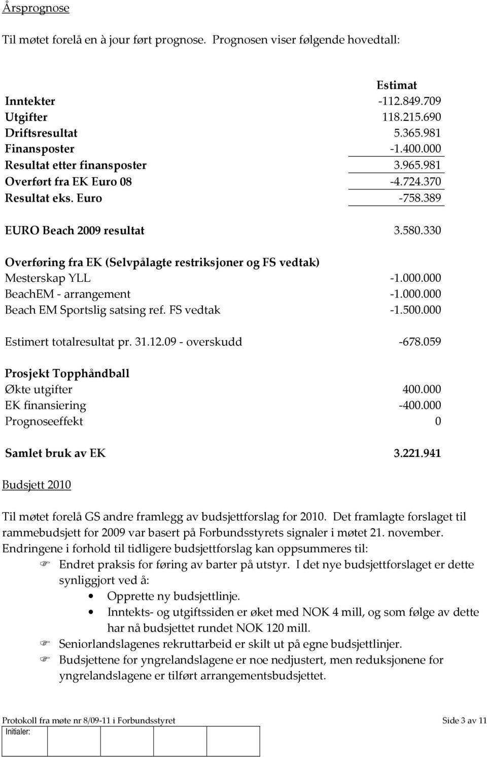 330 Overføring fra EK (Selvpålagte restriksjoner og FS vedtak) Mesterskap YLL -1.000.000 BeachEM - arrangement -1.000.000 Beach EM Sportslig satsing ref. FS vedtak -1.500.