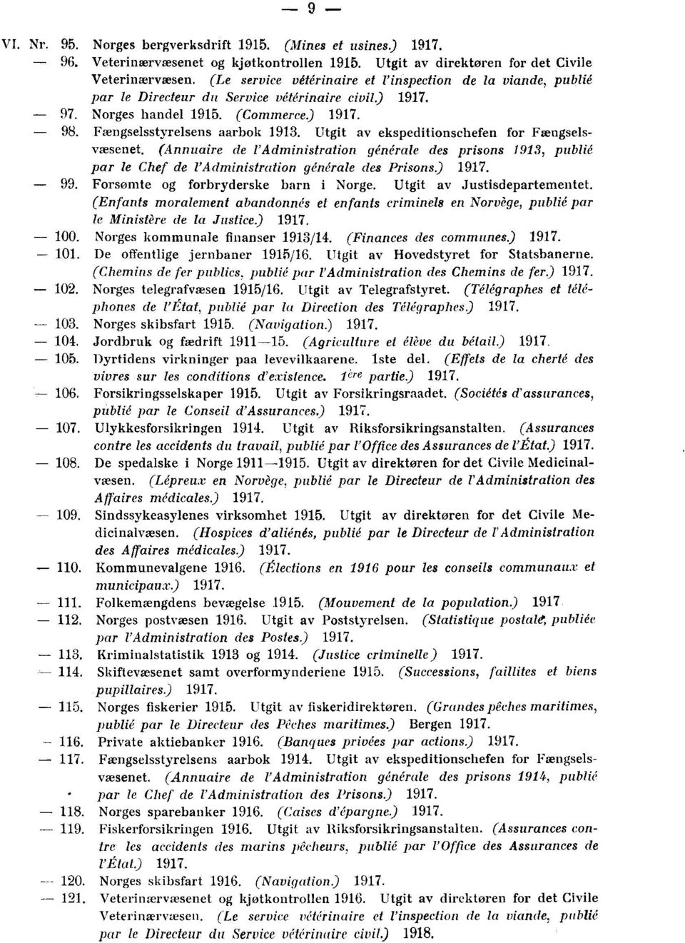 Utgit av ekspeditionschefen for Fængselsvæsenet. (Annuaire de l'administration générale des prisons 1913, publié par le Chef de l'administration générale des Prisons.) 1917. - 99.