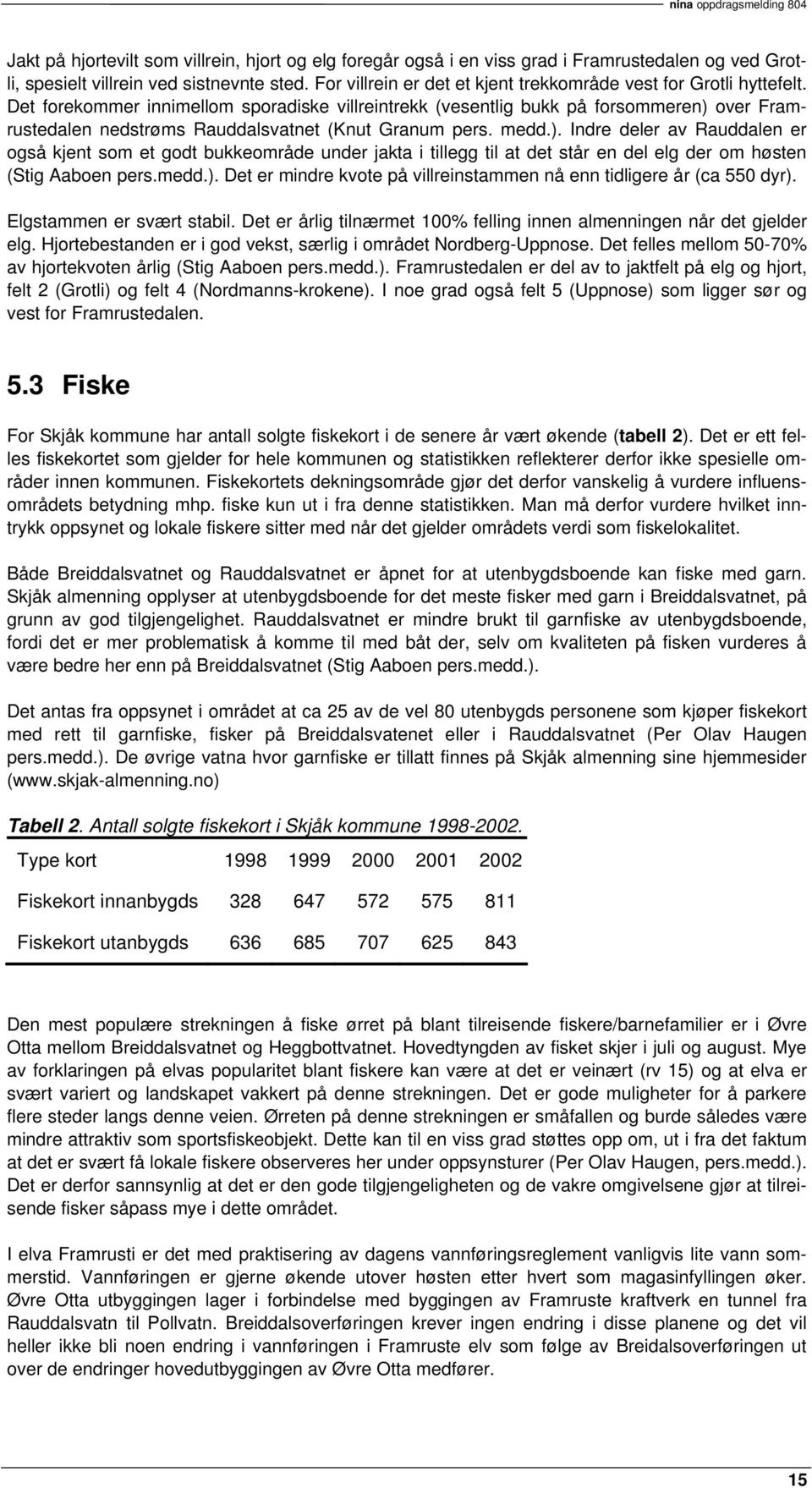 Det forekommer innimellom sporadiske villreintrekk (vesentlig bukk på forsommeren) 