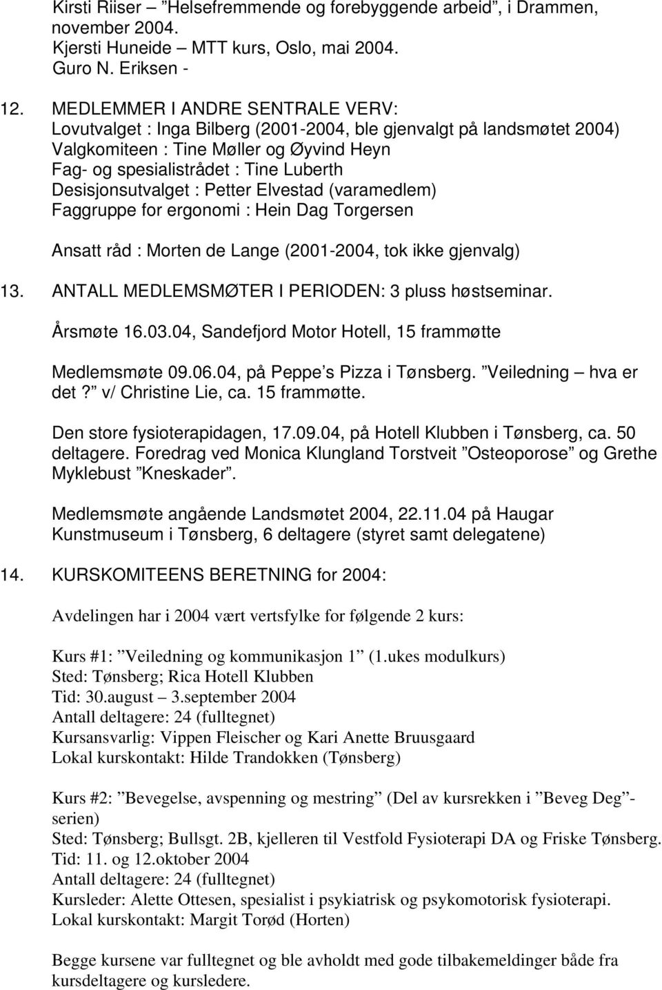 Desisjonsutvalget : Petter Elvestad (varamedlem) Faggruppe for ergonomi : Hein Dag Torgersen Ansatt råd : Morten de Lange (2001-2004, tok ikke gjenvalg) 13.