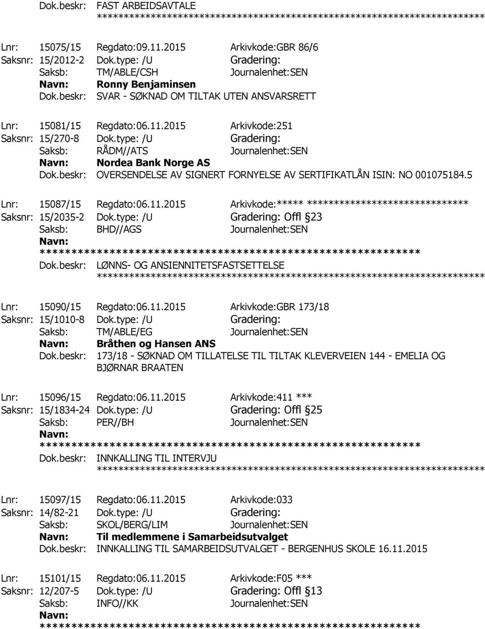 beskr: OVERSENDELSE AV SIGNERT FORNYELSE AV SERTIFIKATLÅN ISIN: NO 001075184.5 ************ Lnr: 15087/15 Regdato:06.11.2015 Arkivkode:***** ****************************** Saksnr: 15/2035-2 Dok.