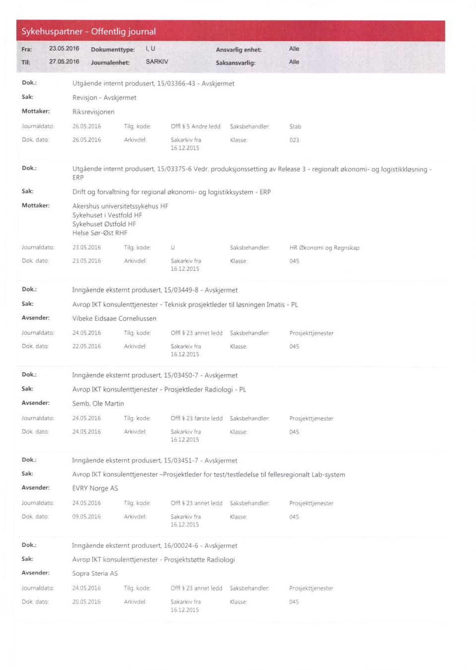 produksjonssett ng av Release 3 - regionalt økonomi- og logistikkløsning - ERP Sak: Drift og forvaltning for regional økonomi- og logistikksystem - ERP Akershus universitetssykehus HF Sykehuset i