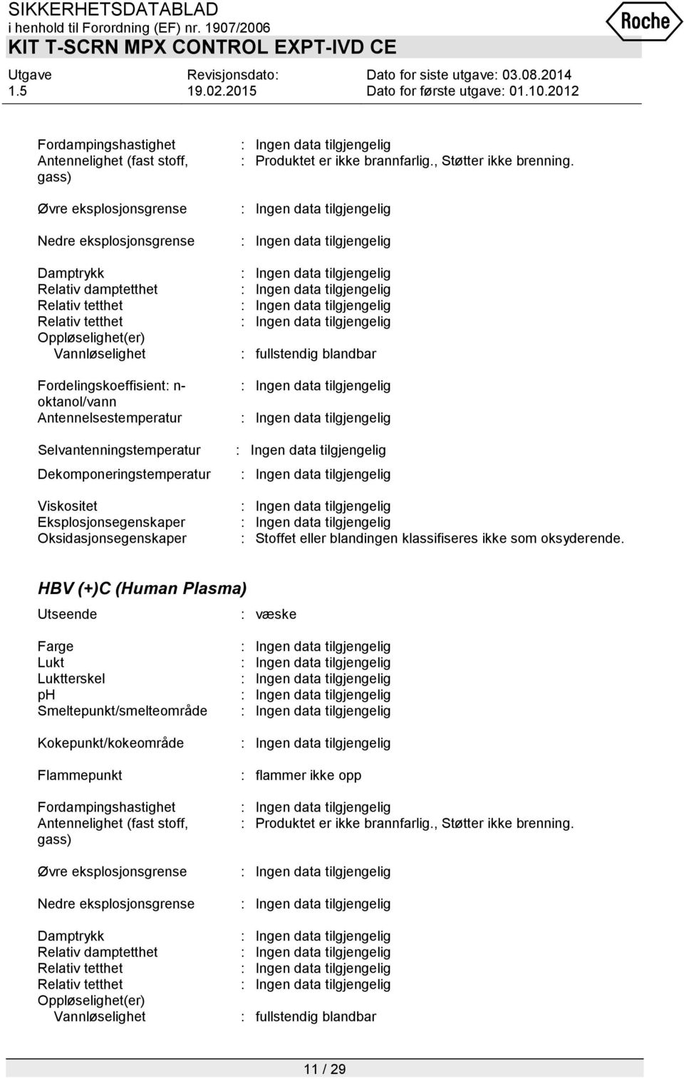 , Støtter ikke brenning. : fullstendig blandbar : Stoffet eller blandingen klassifiseres ikke som oksyderende.