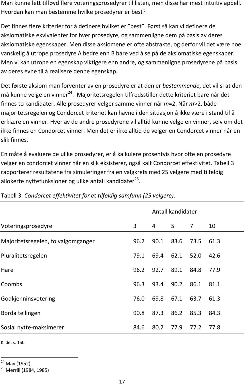 Men disse aksiomene er ofte abstrakte, og derfor vil det være noe vanskelig å utrope prosedyre A bedre enn B bare ved å se på de aksiomatiske egenskaper.