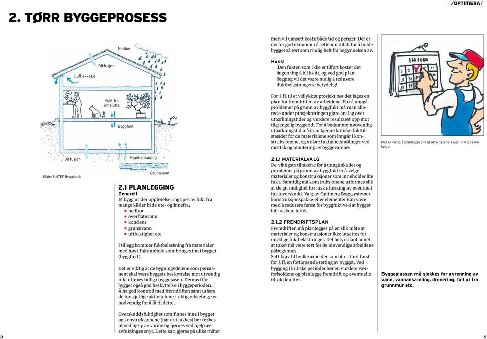 Fukt fra innelufta Byggfukt For å få til et vellykket prosjekt bør det lages en plan for fremdriften av arbeidene.