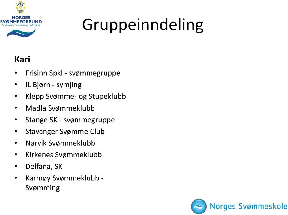 SK - svømmegruppe Stavanger Svømme Club Narvik Svømmeklubb