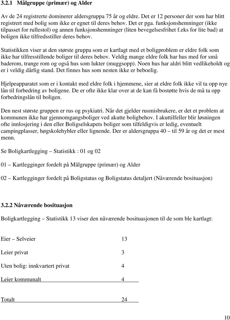 Statistikken viser at den største gruppa som er kartlagt med et boligproblem er eldre folk som ikke har tilfresstillende boliger til deres behov.