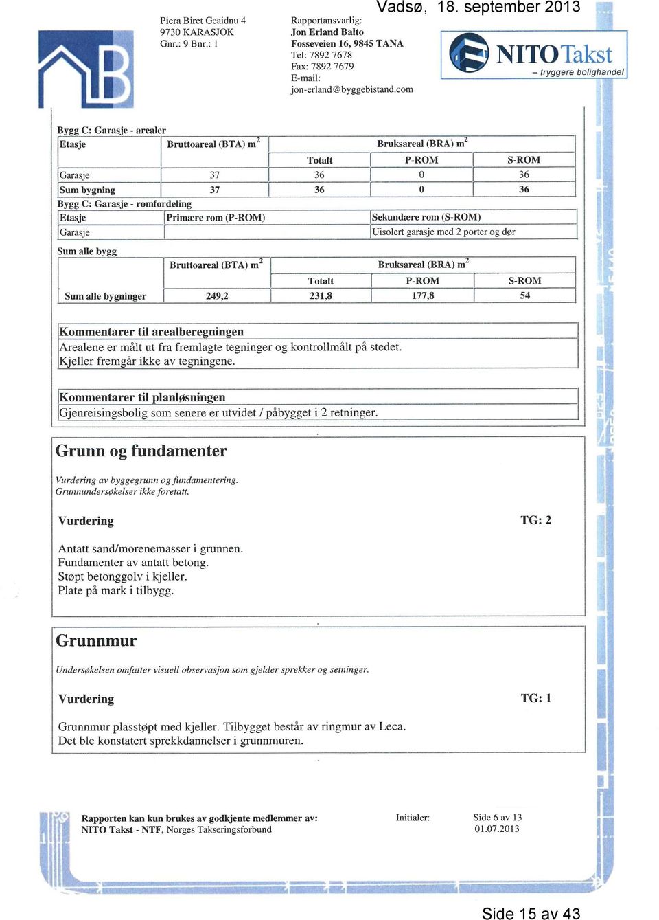 Etasje Bruttoareal (BTA) m2 ~ Bruksareal (BØ) m Totalt P-ROM S-ROM Garasje ~~ 37 ~ 36 ~ ~ 0 36 ~ Sum bygning Rvuu (~~ (~TaraciP - rnmfnr~plin 37 36 Etasje Primære rom (P-ROM) ~~ Sekundære rom (S-ROM)