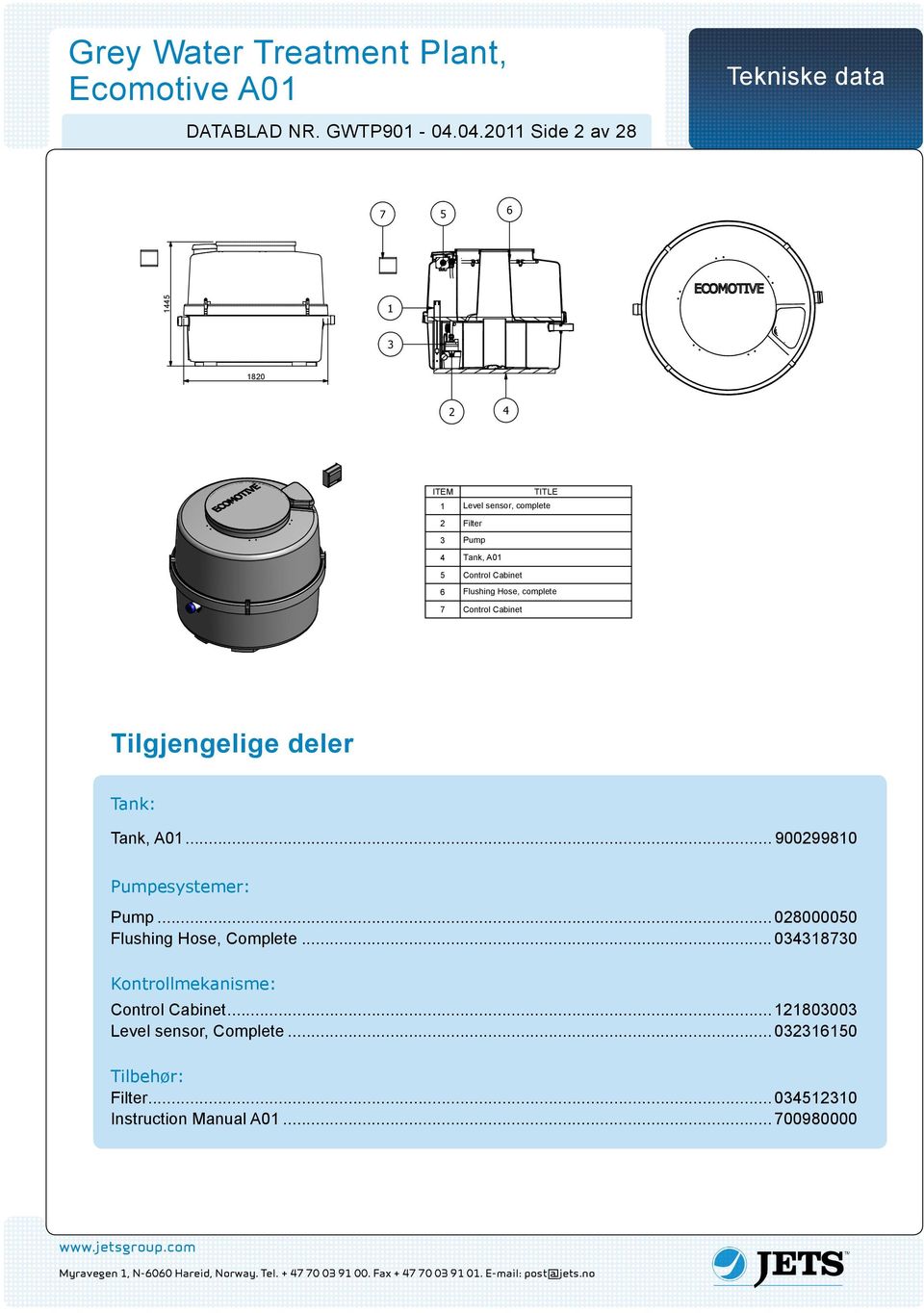 Filter TITLE Tank, 1 3 Control A01 Level sensor, complete Pump Cabinet 5 2 Filter 6 Flushing Tank, Hose, A01 complete 3 Pump 7 Control 5 Cabinet Tank, Control A01 Cabinet C 1 2 5 6 Control Flushing