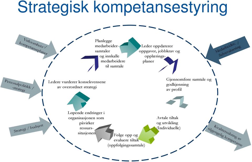 av overordnet strategi Gjennomføre samtale og godkjenning av profil Strategi / budsjett Løpende endringer i organisasjonen som påvirker