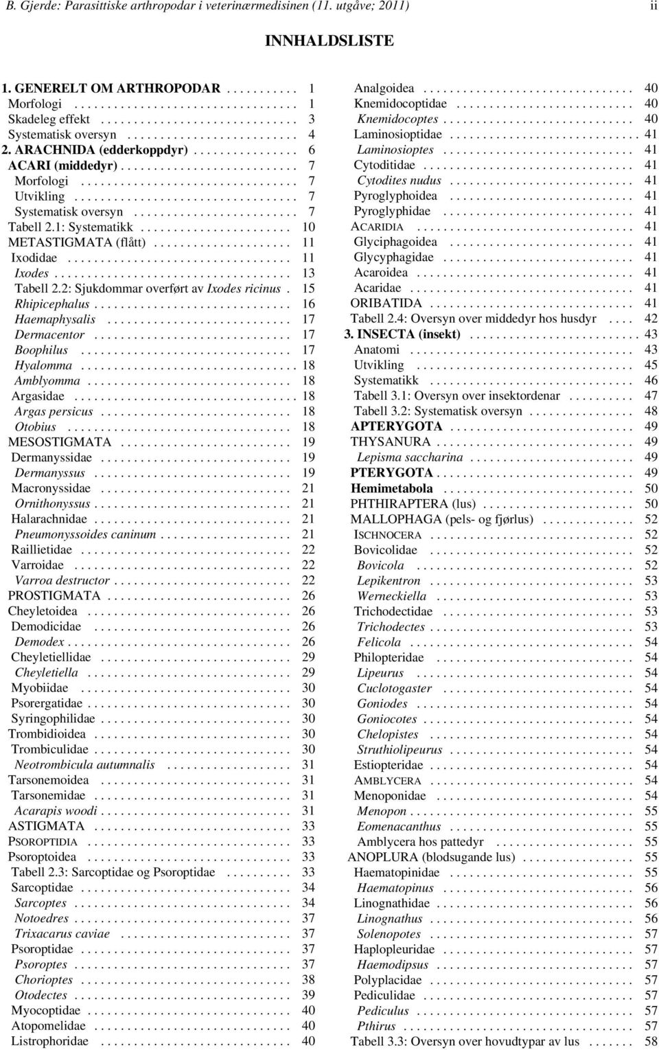 2: Sjukdommar overført av Ixodes ricinus. 15 Rhipicephalus... 16 Haemaphysalis... 17 Dermacentor... 17 Boophilus... 17 Hyalomma... 18 Amblyomma... 18 Argasidae... 18 Argas persicus... 18 Otobius.