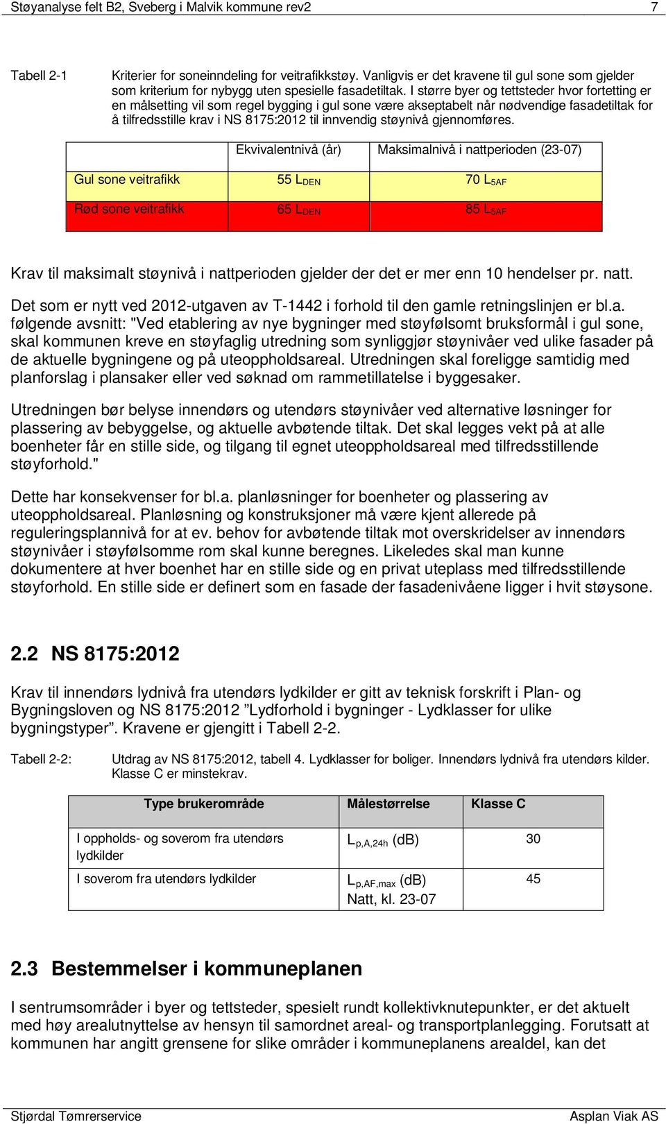 I større byer og tettsteder hvor fortetting er en målsetting vil som regel bygging i gul sone være akseptabelt når nødvendige fasadetiltak for å tilfredsstille krav i NS 8175:2012 til innvendig