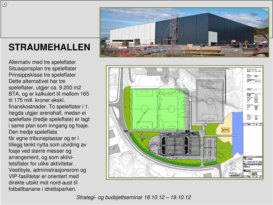 høgda utgjer arenahall, medan ei speleflate (tredje speleflate) er lagt i same plan som inngang og foaje.