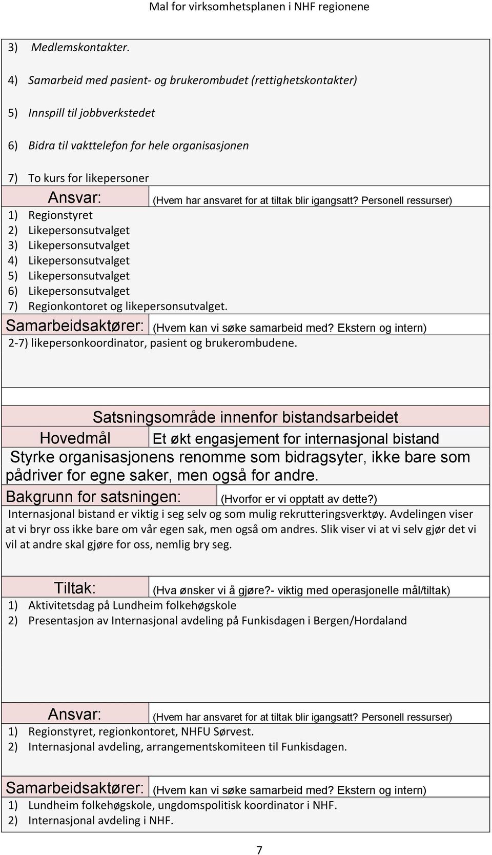 Likepersonsutvalget 3) Likepersonsutvalget 4) Likepersonsutvalget 5) Likepersonsutvalget 6) Likepersonsutvalget 7) Regionkontoret og likepersonsutvalget.