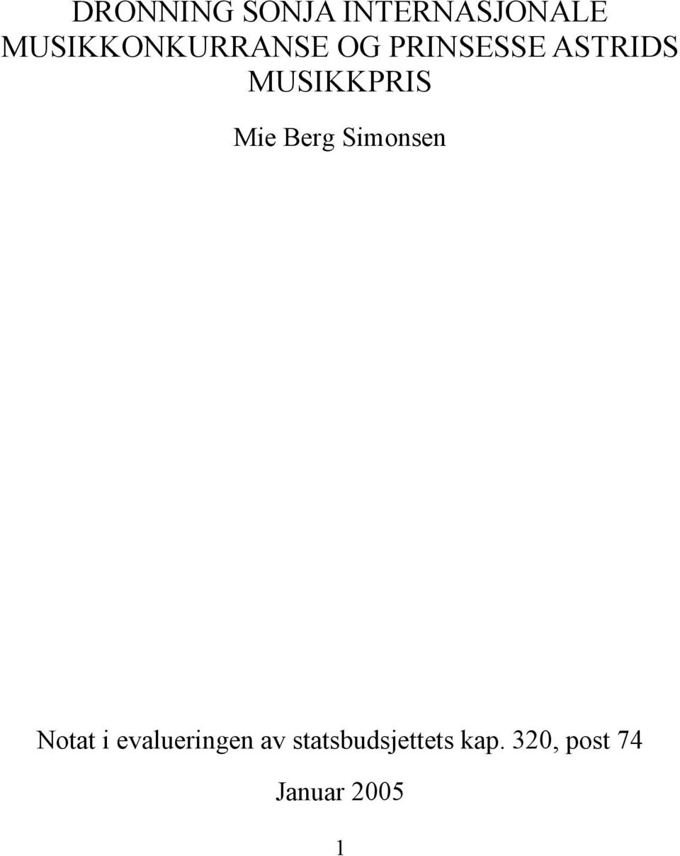 MUSIKKPRIS Mie Berg Simonsen Notat i