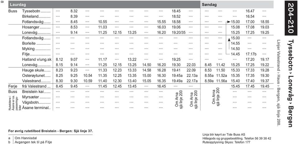 .. 8.15 9.14 11.25 12.15 13.25 14.50 16.20 19.30 22.03 8.45 11.42 15.25 17.25 19.22 Hauge skule... 8.23 9.23 11.33 12.23 13.33 14.58 16.28 19.41 22.09 8.53 11.50 15.33 17.33 19.28 Osterøytunet... 8.25 9.