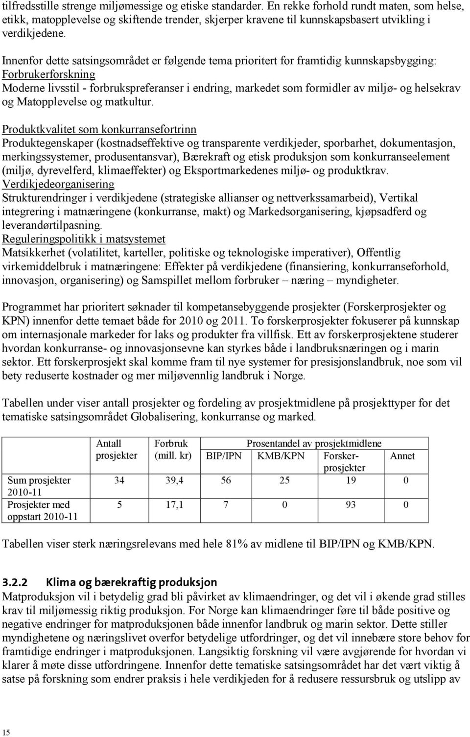 Innenfor dette satsingsområdet er følgende tema prioritert for framtidig kunnskapsbygging: Forbrukerforskning Moderne livsstil - forbrukspreferanser i endring, markedet som formidler av miljø- og