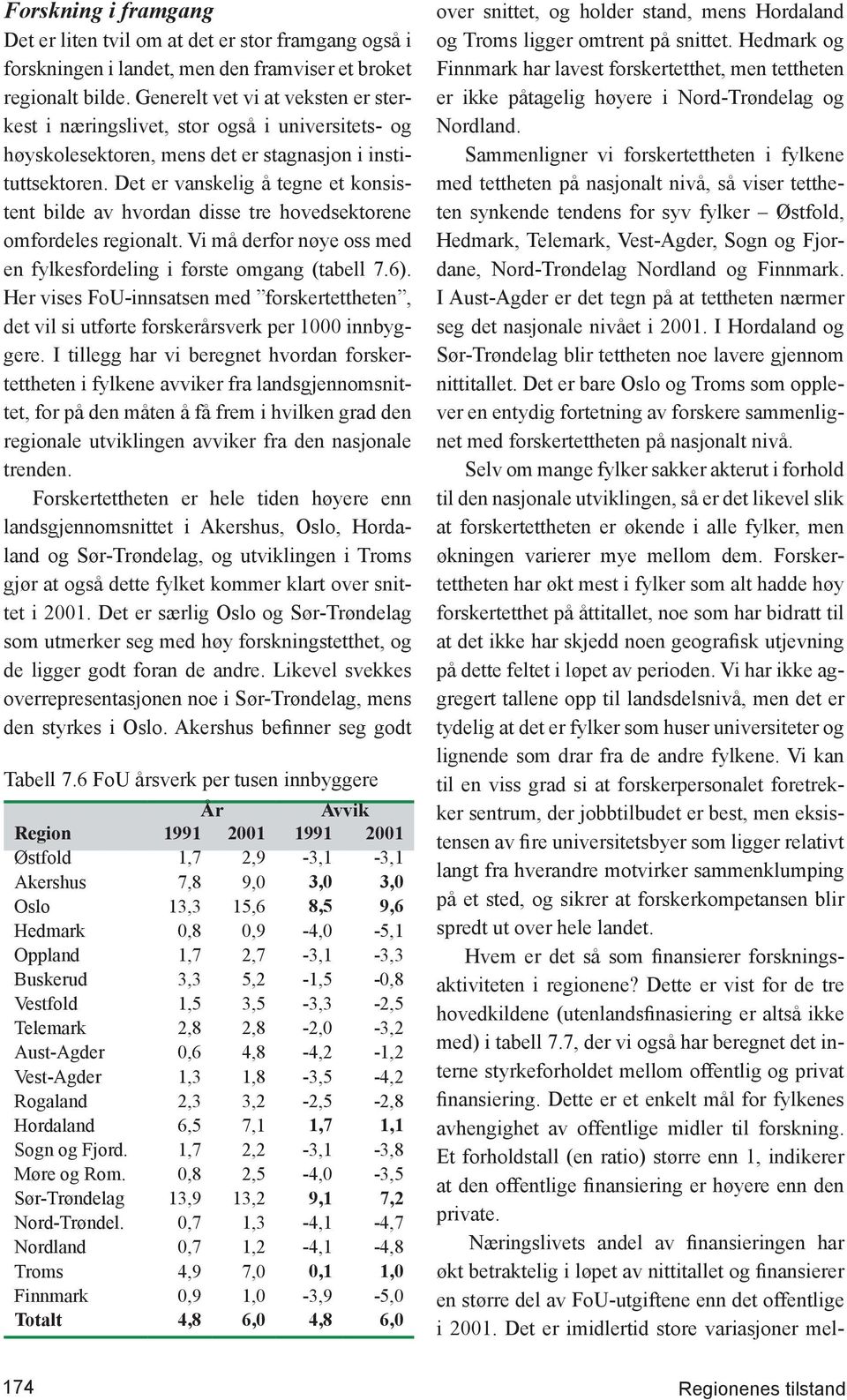 Det er vanskelig å tegne et konsistent bilde av hvordan disse tre hovedsektorene omfordeles regionalt. Vi må derfor nøye oss med en fylkesfordeling i første omgang (tabell 7.6).