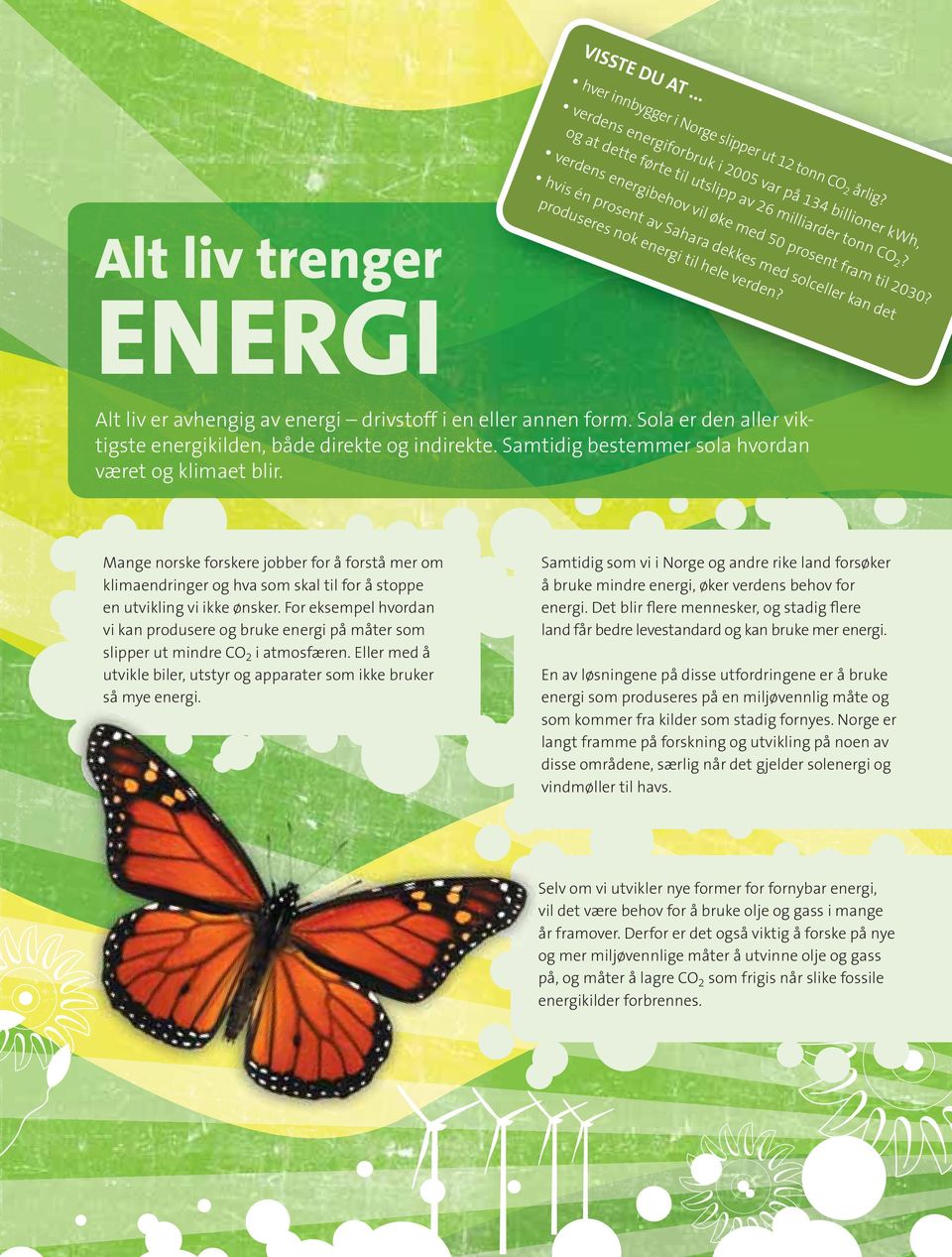 Alt liv trenger ENERGI hvis én prosent av Sahara dekkes med solceller kan det Alt liv er avhengig av energi drivstoff i en eller annen form.