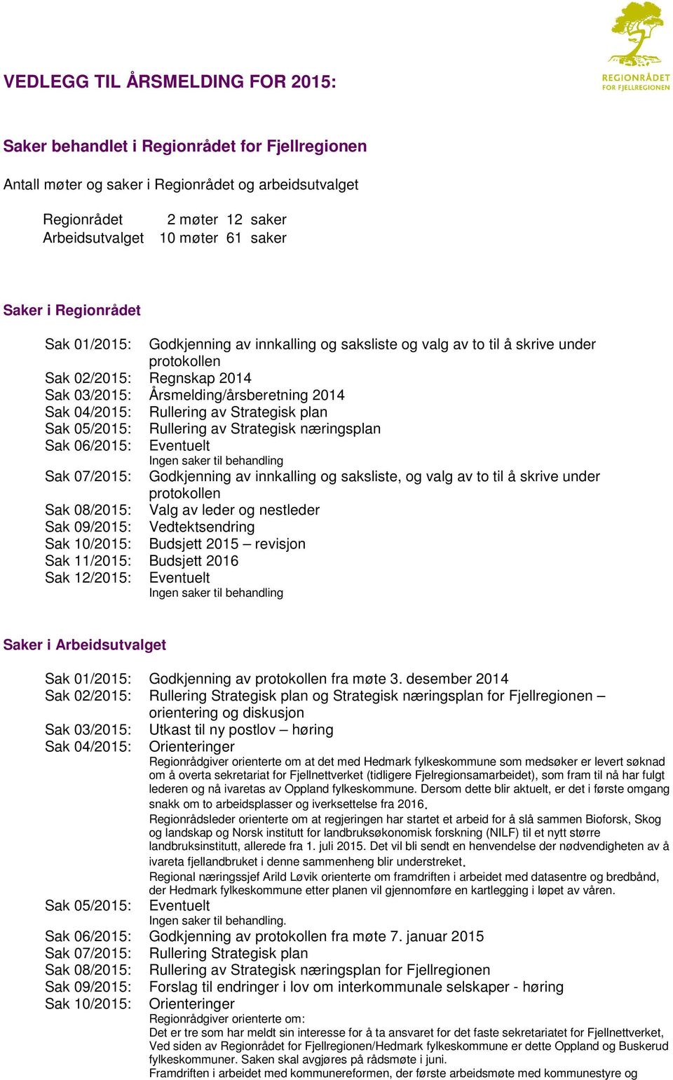 Rullering av Strategisk plan Sak 05/2015: Sak 06/2015: Rullering av Strategisk næringsplan Godkjenning av innkalling og saksliste, og valg av to til å skrive under Sak 07/2015: protokollen Sak