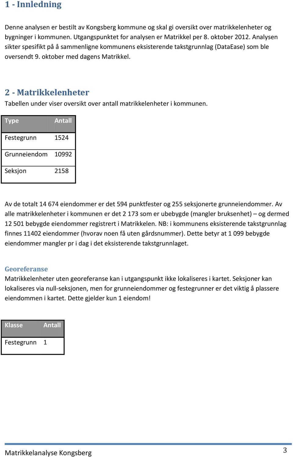 2 - Matrikkelenheter Tabellen under viser oversikt over antall matrikkelenheter i kommunen.