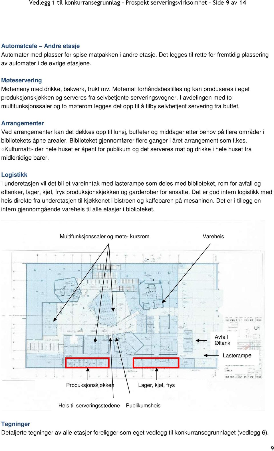 Møtemat forhåndsbestilles og kan produseres i eget produksjonskjøkken og serveres fra selvbetjente serveringsvogner.