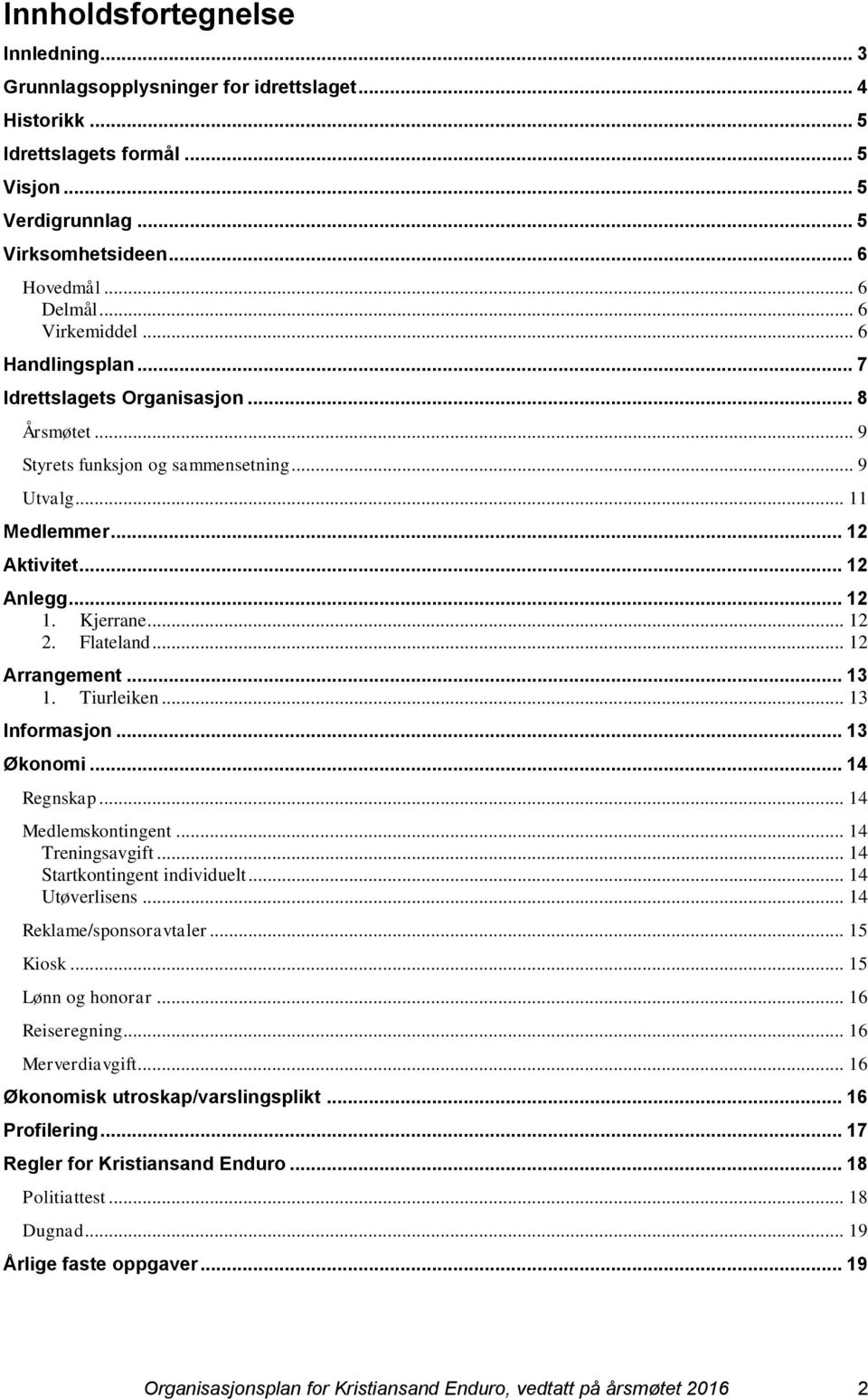 .. 12 2. Flateland... 12 Arrangement... 13 1. Tiurleiken... 13 Informasjon... 13 Økonomi... 14 Regnskap... 14 Medlemskontingent... 14 Treningsavgift... 14 Startkontingent individuelt... 14 Utøverlisens.