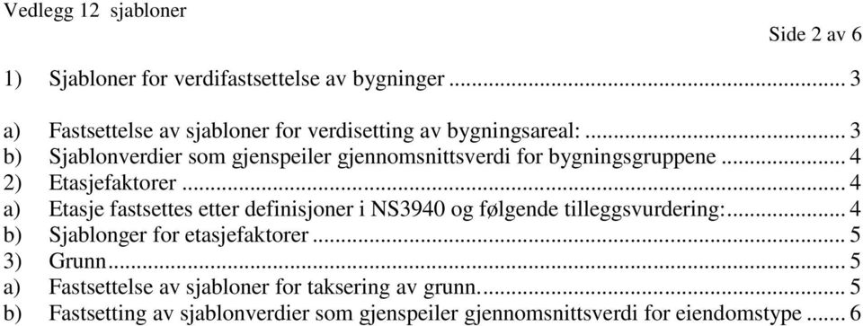 .. 4 a) Etasje fastsettes etter definisjoner i NS3940 og følgende tilleggsvurdering:... 4 b) Sjablonger for etasjefaktorer.