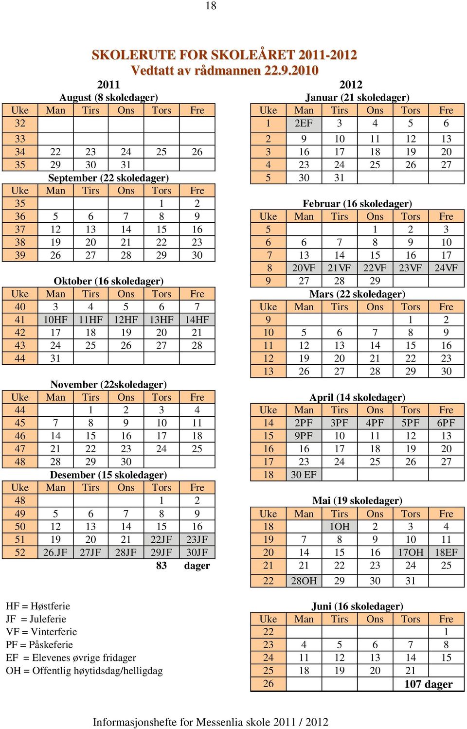 24 25 26 27 September (22 skoledager) 5 30 31 Uke Man Tirs Ons Tors Fre 35 1 2 Februar (16 skoledager) 36 5 6 7 8 9 Uke Man Tirs Ons Tors Fre 37 12 13 14 15 16 5 1 2 3 38 19 20 21 22 23 6 6 7 8 9 10