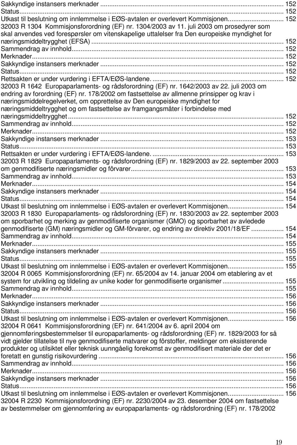 .. 152... 152... 152... 152... 152 32003 R 1642 Europaparlaments- og rådsforordning (EF) nr. 1642/2003 av 22. juli 2003 om endring av forordning (EF) nr.