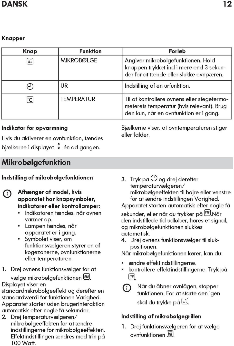 Brug den kun, når en ovnfunktion er i gang. Bjælkerne viser, at ovntemperaturen stiger eller falder.