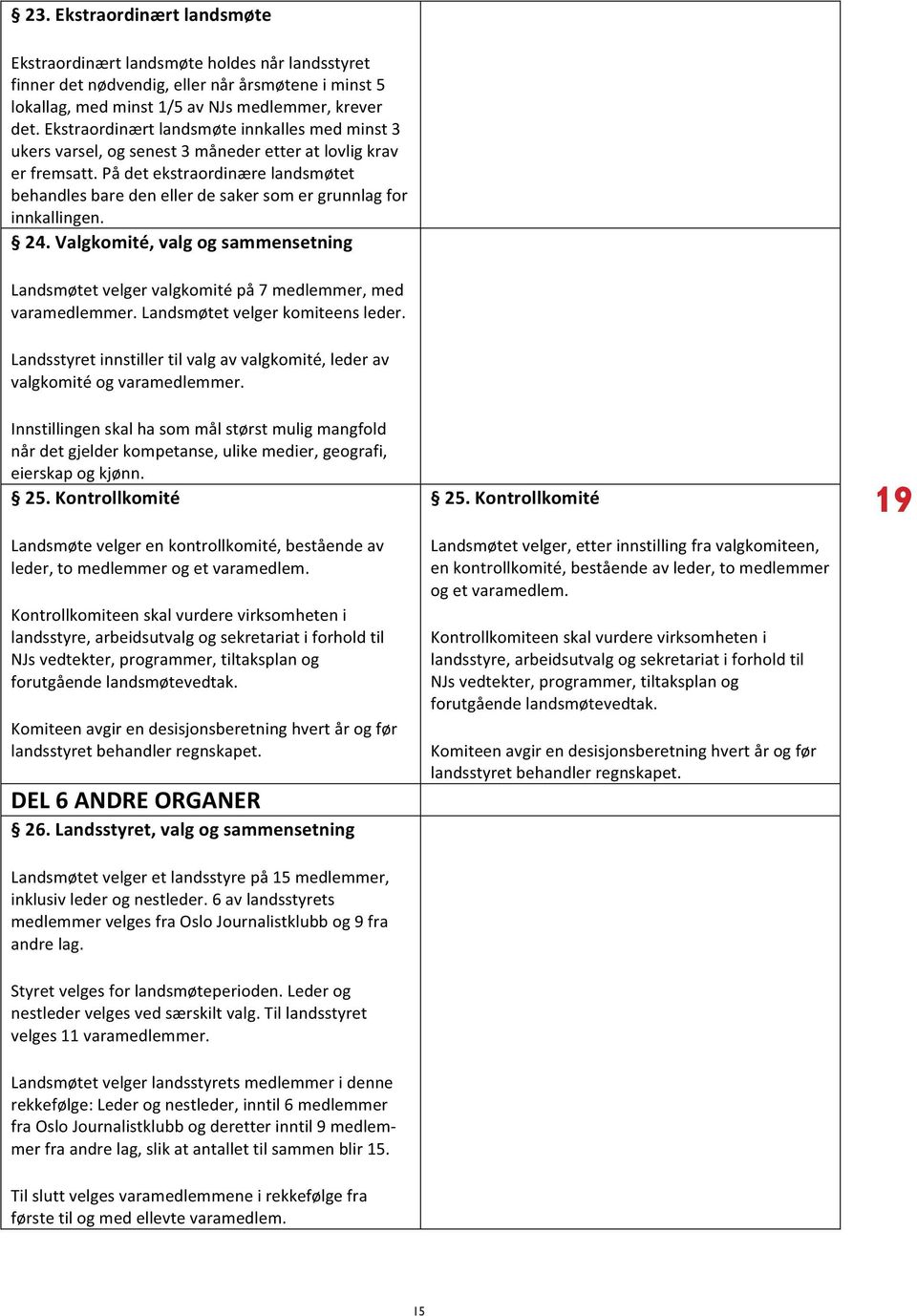 På det ekstraordinære landsmøtet behandles bare den eller de saker som er grunnlag for innkallingen. 24.