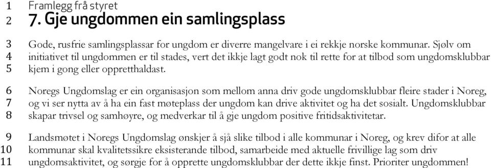 Noregs Ungdomslag er ein organisasjon som mellom anna driv gode ungdomsklubbar fleire stader i Noreg, og vi ser nytta av å ha ein fast møteplass der ungdom kan drive aktivitet og ha det sosialt.