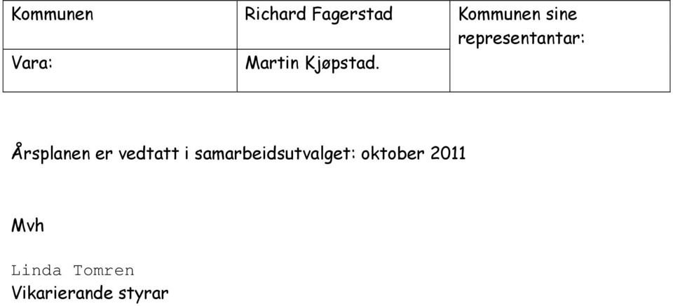 Kommunen sine representantar: Årsplanen er