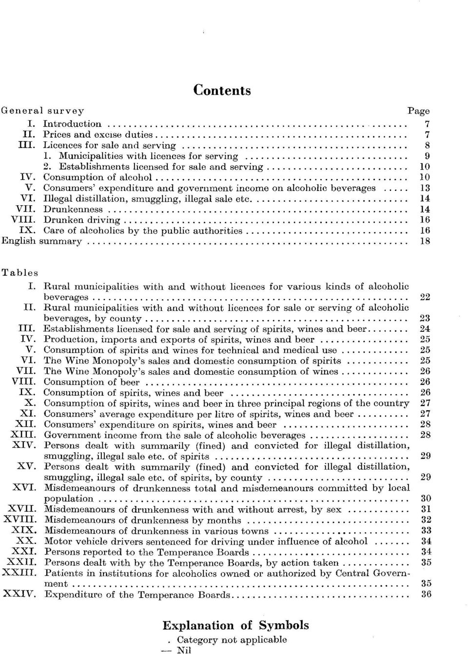 Illegal distillation, smuggling, illegal sale etc. 14 VII. Drunkenness 14 VIII. Drunken driving 16 IX. Care of alcoholics by the public authorities 16 English summary 18 Tables I.