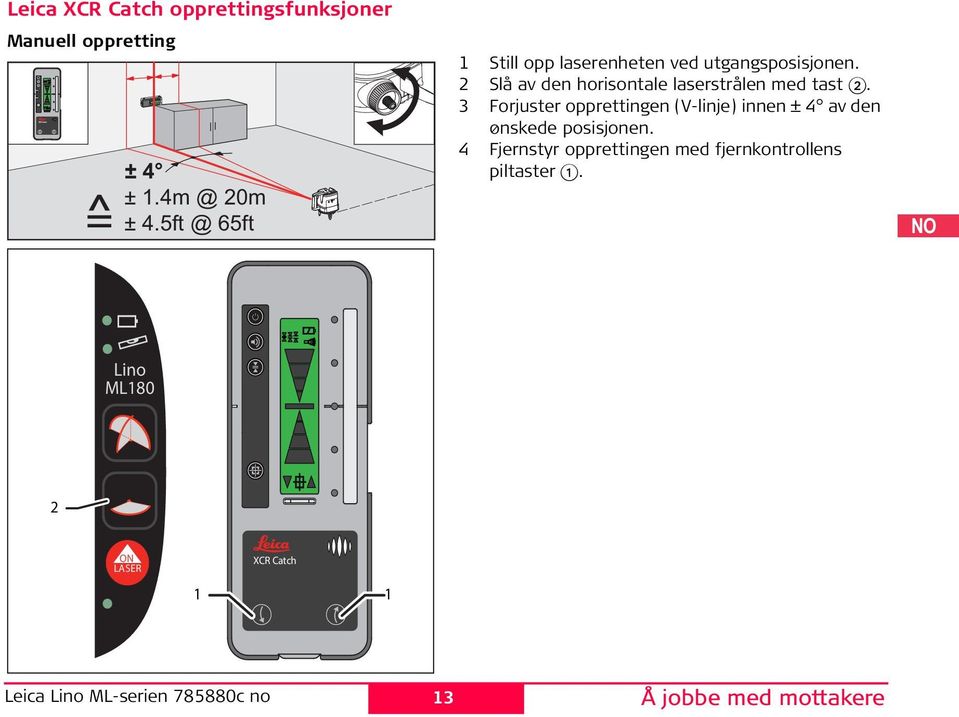 Slå av den horisontale laserstrålen med tast.