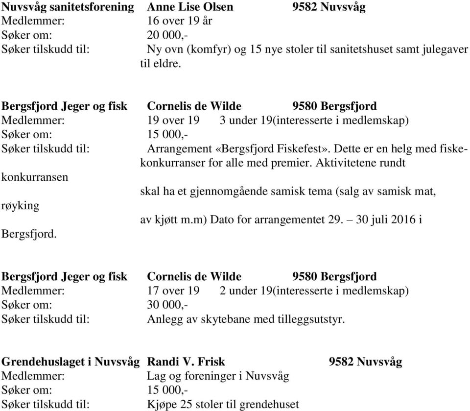 Dette er en helg med fiskekonkurranser for alle med premier. Aktivitetene rundt konkurransen skal ha et gjennomgående samisk tema (salg av samisk mat, røyking av kjøtt m.m) Dato for arrangementet 29.