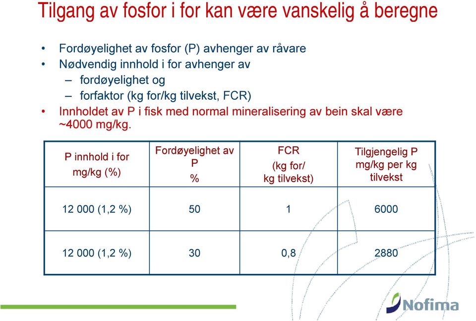 fisk med normal mineralisering av bein skal være ~4000 mg/kg.