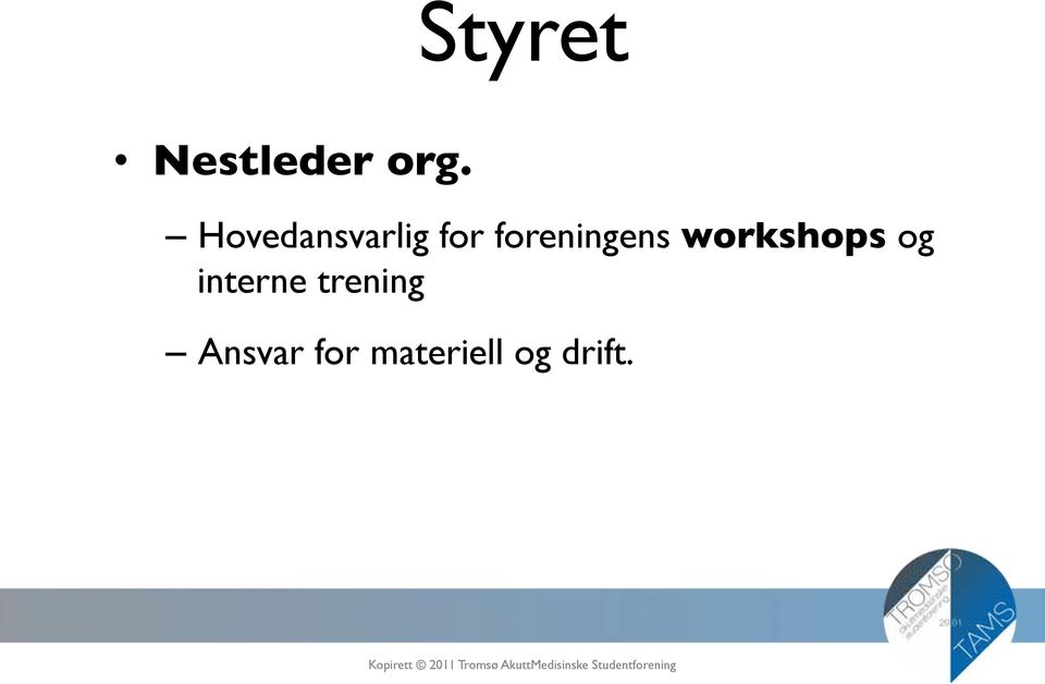 foreningens workshops og