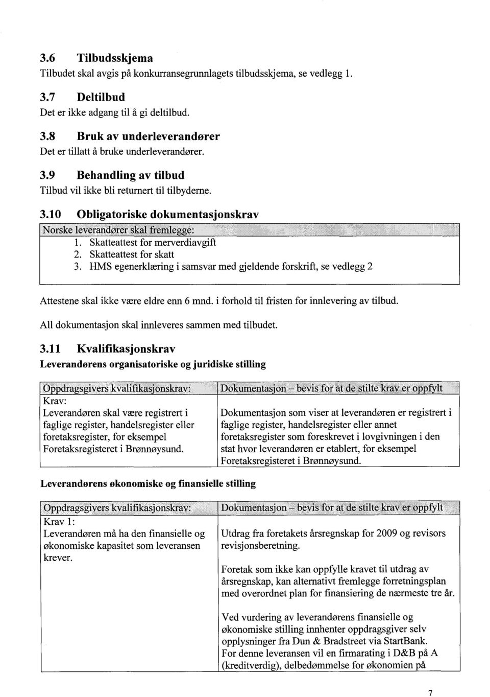 Skatteattest for skatt 3. HMS egenerklæring i samsvar med gjeldende forskrift, se vedlegg 2 Attestene skal ikke være eldre enn 6 mnd. i forhold til fristen for innlevering av tilbud.