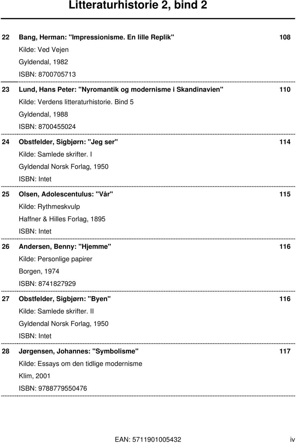 Bind 5 Gyldendal, 1988 ISBN: 8700455024 24 Obstfelder, Sigbjørn: "Jeg ser" 114 Kilde: Samlede skrifter.