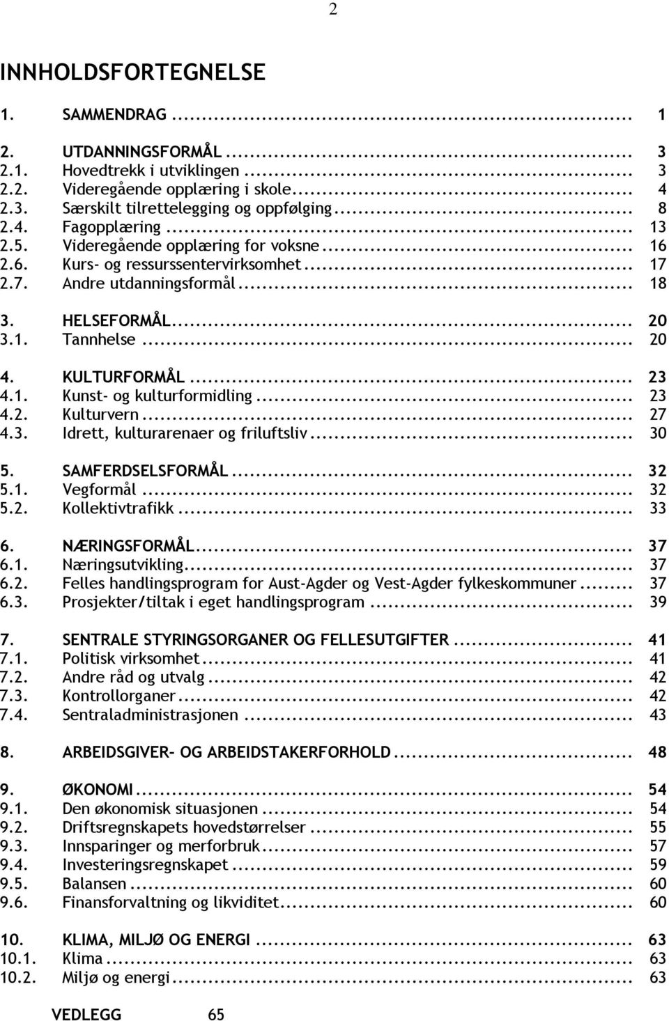 .. 23 4.2. Kulturvern... 27 4.3. Idrett, kulturarenaer og friluftsliv... 30 5. SAMFERDSELSFORMÅL... 32 5.1. Vegformål... 32 5.2. Kollektivtrafikk... 33 6. NÆRINGSFORMÅL... 37 6.1. Næringsutvikling.