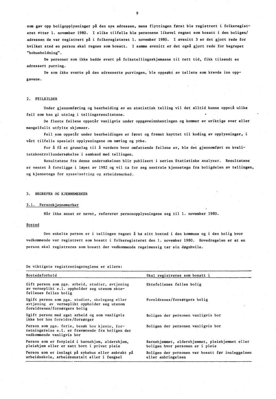 I avsnitt 3 er det gjort rede for hvilket sted en person skal regnes som bosatt. I samme avsnitt er det også gjort rede for begrepet "bohusholdning".